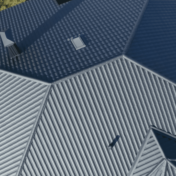 A close up of some metal roofs